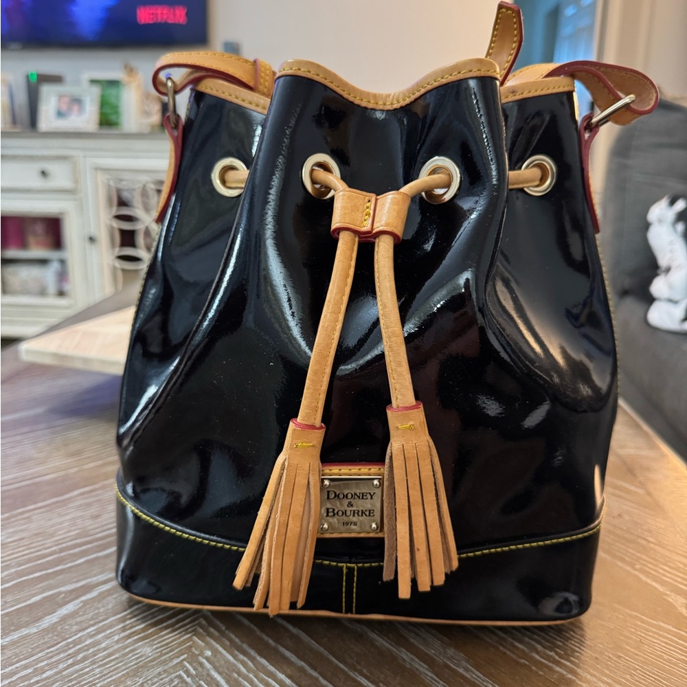 Dooney & Bourke Black and Tan Shoulder Bag